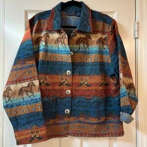 Jane Ashley Colorful Horse Pattern Jacket